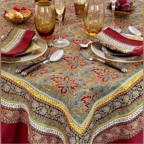 BEAUVILLE  FEUILLES DE VIGNE TABLECLOTH FALL Made in France Sz 53”x53” - Picture 1 of 10
